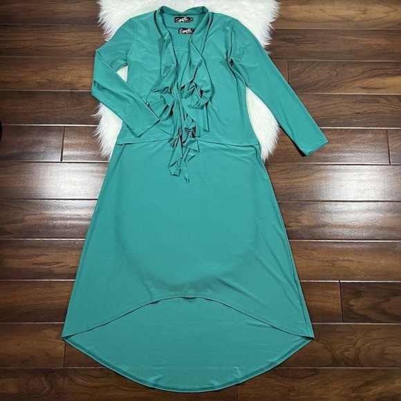 Sympli‎ 2 Piece Set Size 8 Sleeveless High Low Dress & Cardigan Blazer - Picture 1 of 12